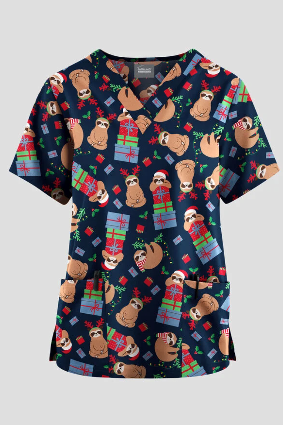 Jólastakkur dökkblár með letidýrum