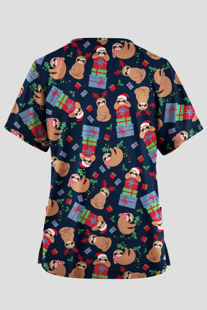 Jólastakkur dökkblár með letidýrum