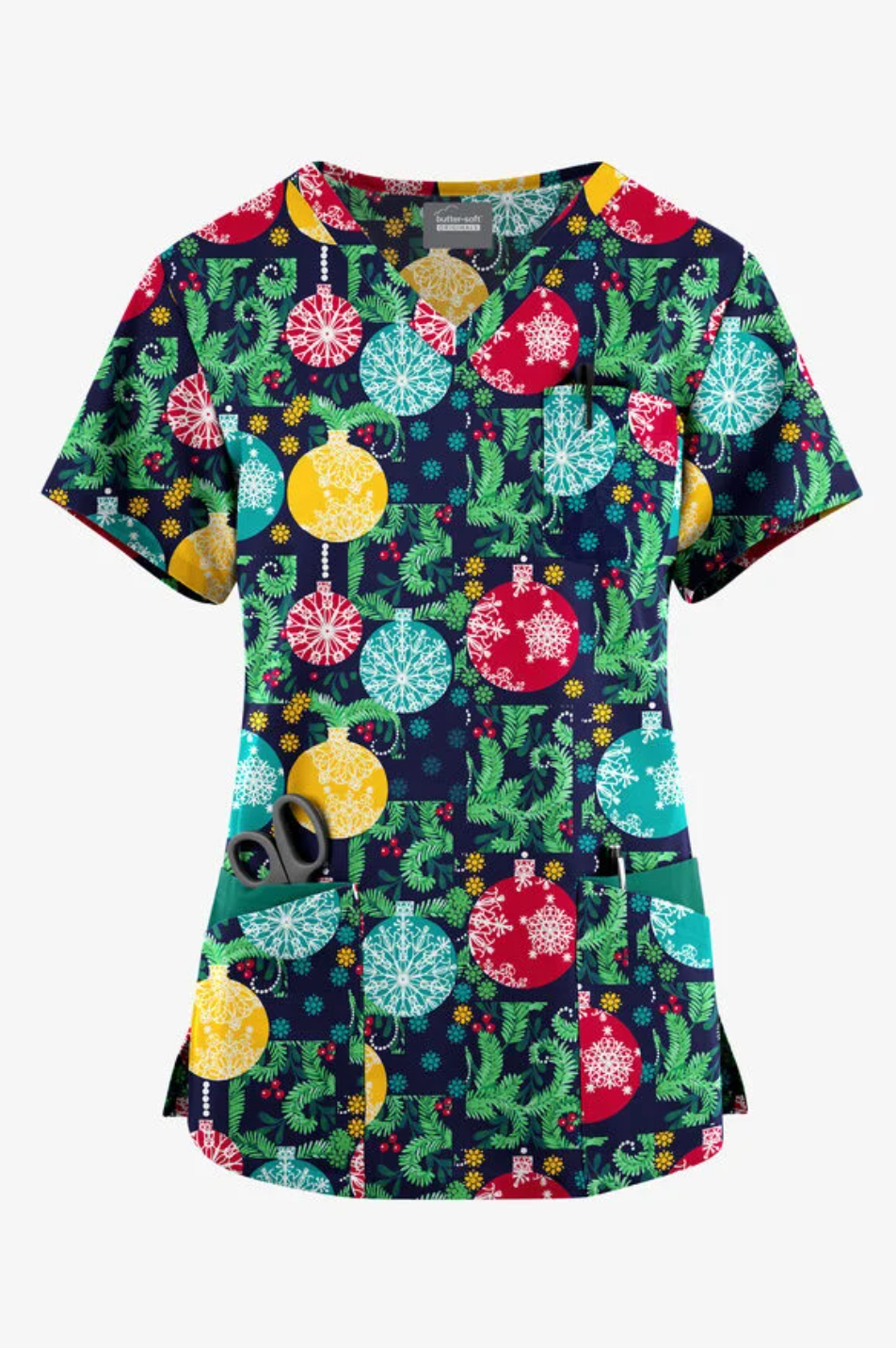 Jólastakkur dökkur með  jólakúlum og mistiltein - 7 vasar