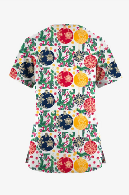 Jólastakkur hvítur með  jólakúlum og mistiltein - 7 vasar