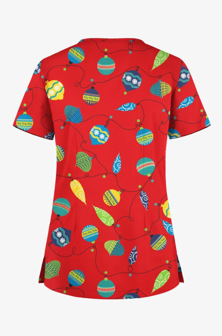 Jólastakkur rauður með jólakúlum