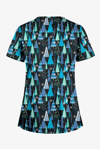 Jólastakkur blár með jólatrjám STRETCH